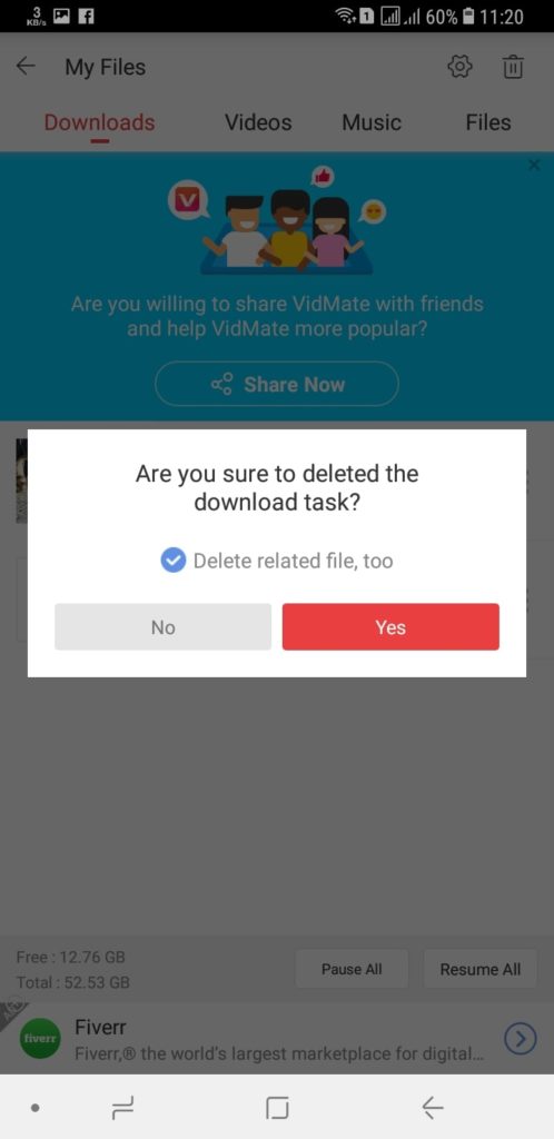 my download in vidmate was gone