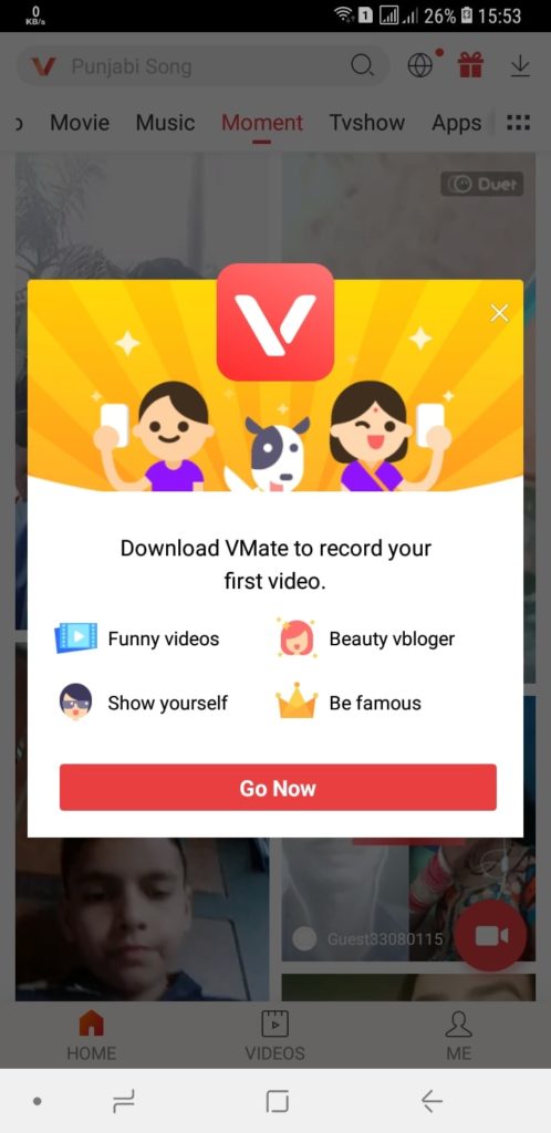 opening vidmate app
