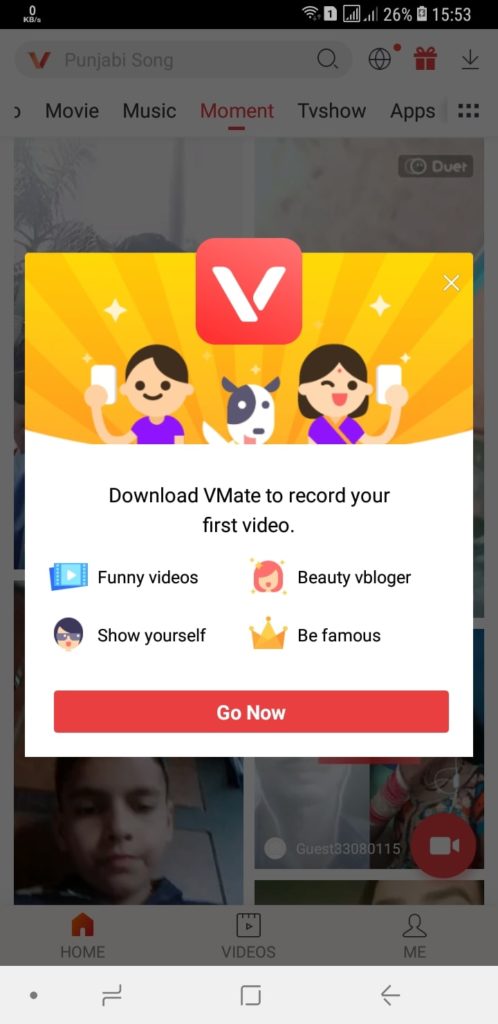 vidmate app open